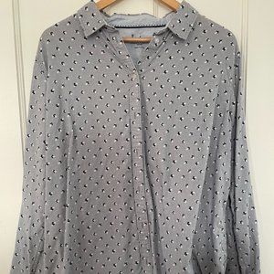 BODEN - RELAXED WEEKEND OXFORD SHIRT - LIGHT BLUE FLORAL - EXCELLENT CONDITION